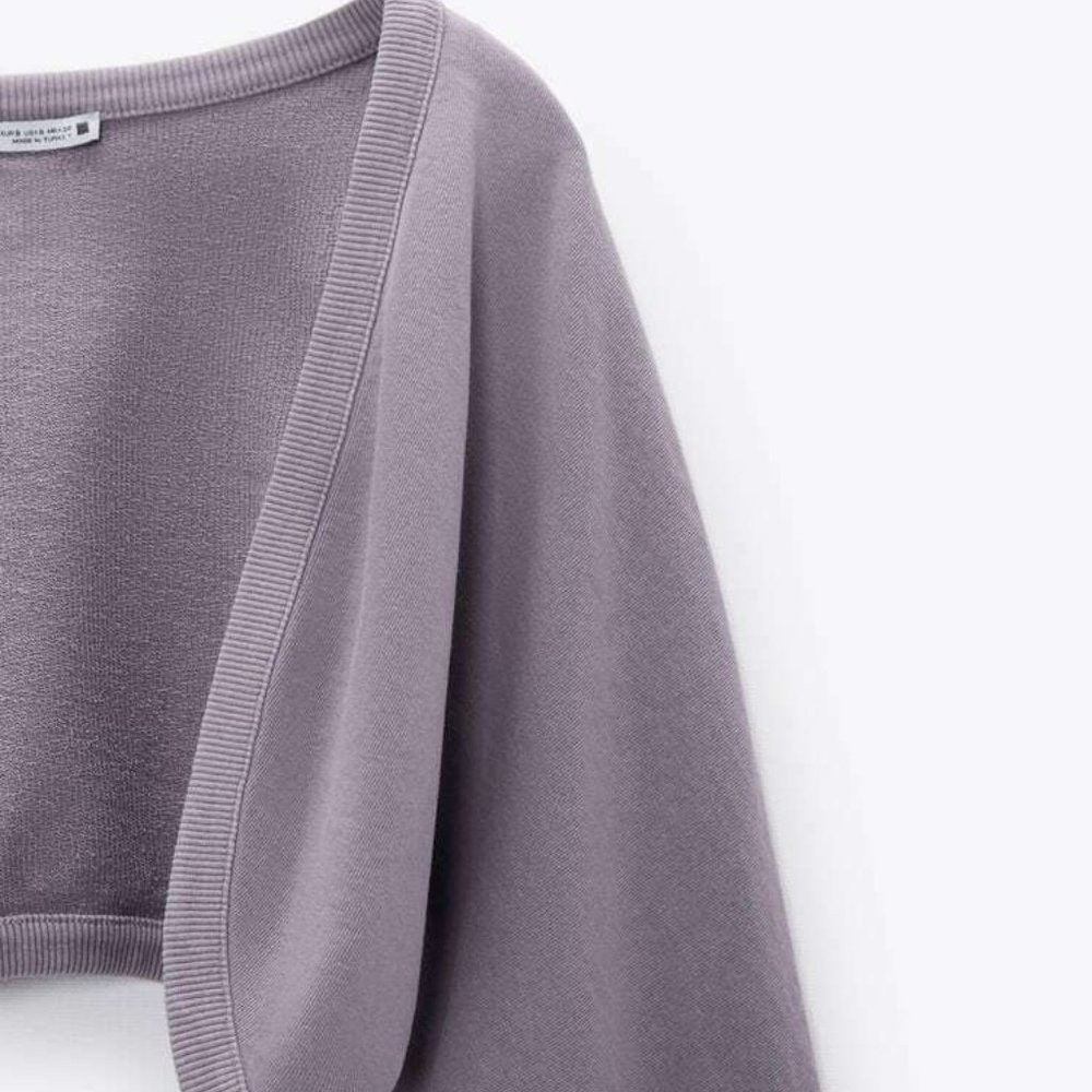 ZARA Lilac Cropped Sweater / Jacket / Bolero  L - Picture 6 of 10